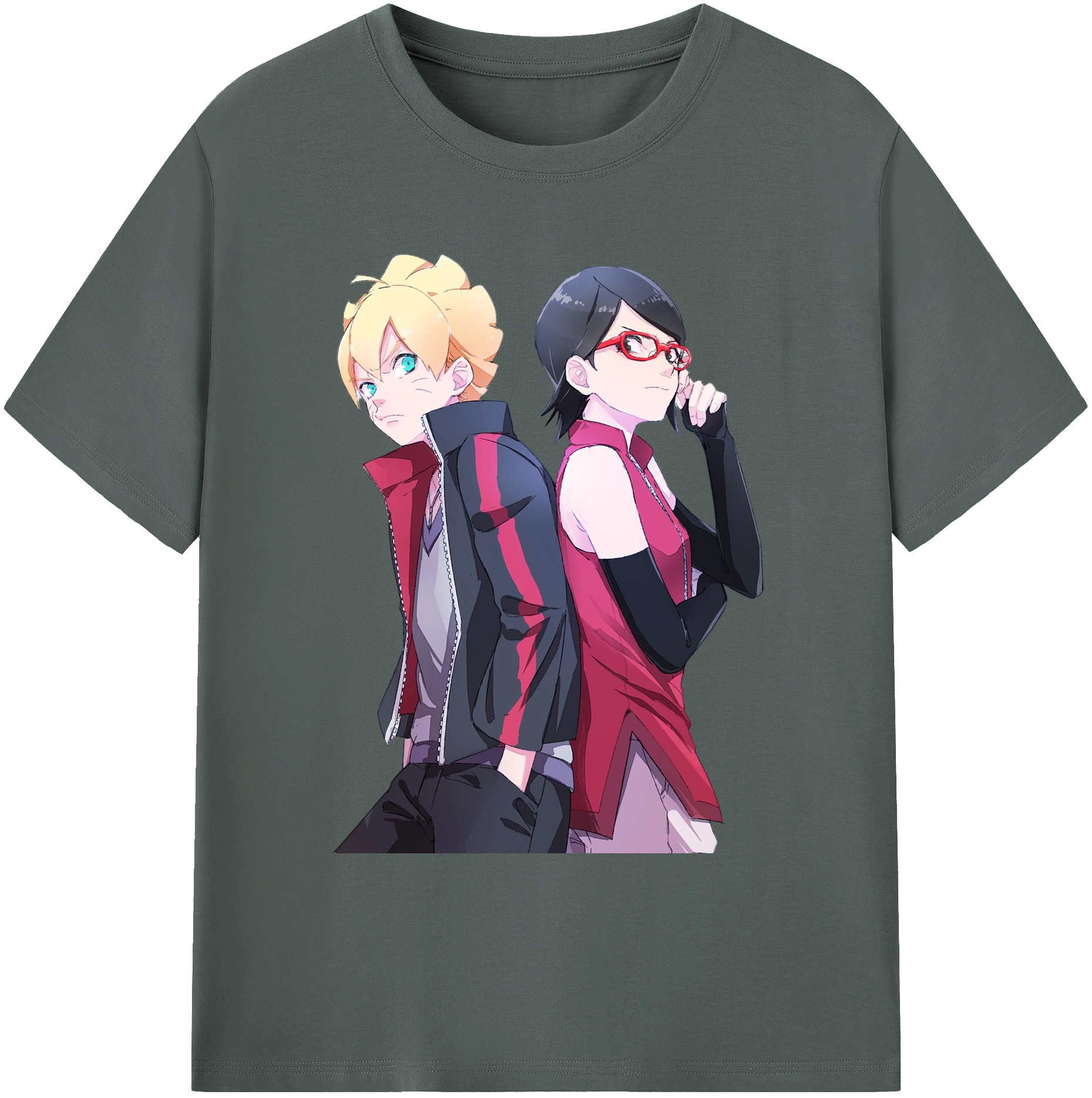 （画像用） NARUTO -ナルト- うちは サラダ Uchiha Sarada 綿100％ メンズ半袖Tシャツ｜肌触りやわらか＆通気性